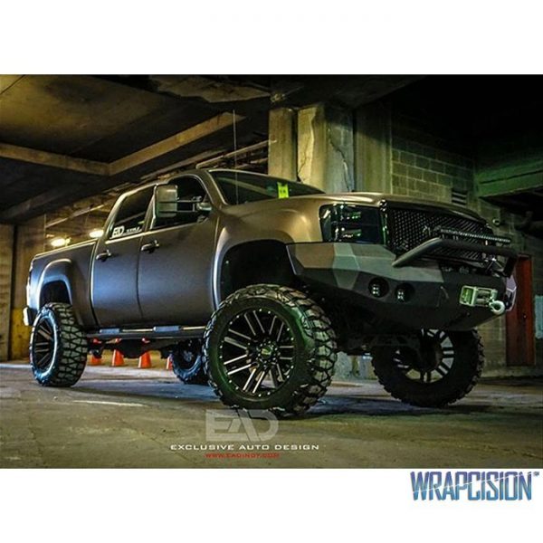 GMC wrapped in Matte Charcoal Metallic vinyl