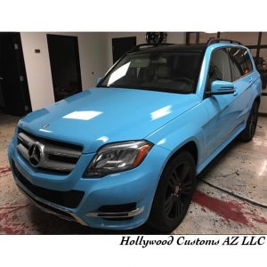 Mercedes Benz wrapped in Gloss Sky Blue vinyl