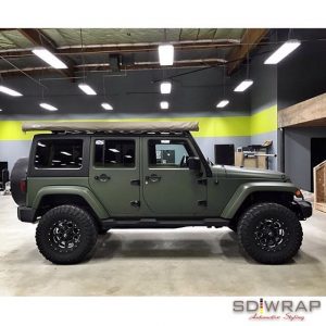 Jeep wrapped in 1080 Matte Military Green vinyl