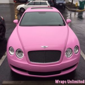 Bentley wrapped in Avery SW Satin Bubblegum Pink vinyl