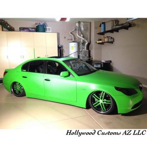 BMW wrapped in Matte Apple Green vinyl