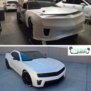 Chevrolet wrapped in Satin Pearl White vinyl