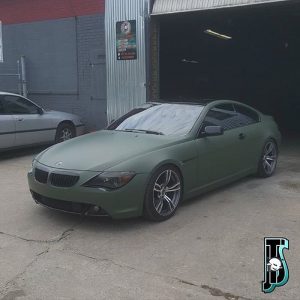 BMW wrapped in 1080 Matte Military Green vinyl