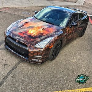 Nissan wrapped in custom printed 3M IJ180C with 8518 overlaminate