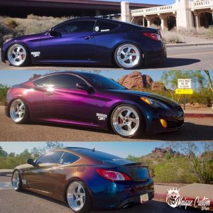 Hyundai wrapped in ColorFlip Gloss Deep Space Blue/Purple/Bronze shade shifting vinyl