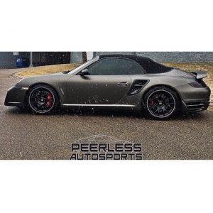 Porsche wrapped in 3M 1080 Matte Charcoal Metallic vinyl