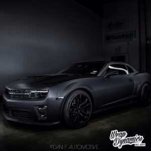 Chevrolet Camaro wrapped in Avery SW Matte Black vinyl