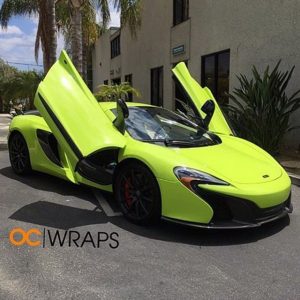 McLaren wrapped in Avery SW Lime Green vinyl