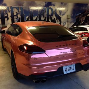 Porsche wrapped in Arlon UPP Chrome Copper vinyl