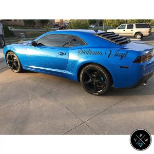 Chevrolet Camaro wrapped in Avery SW Metallic Diamond Blue vinyl