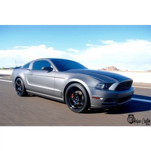 Ford Mustang wrapped in Matte Dark Gray vinyl