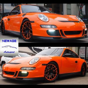 Porsche wrapped in 3M 1080-G14 Gloss Burnt Orange