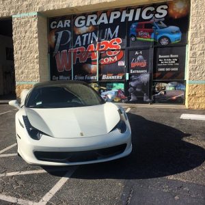 Ferrari wrapped in 3M 1080-G10 Gloss White