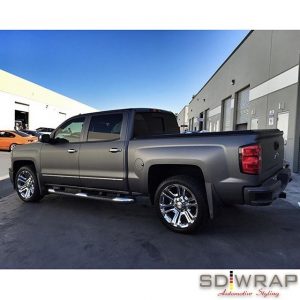 Chevrolet Silverado wrapped in 3M 1080 Matte Dark Gray vinyl