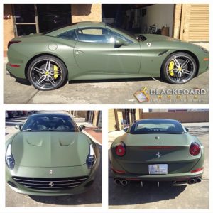 Ferrari wrapped in 3M 1080-M26 Matte Military Green