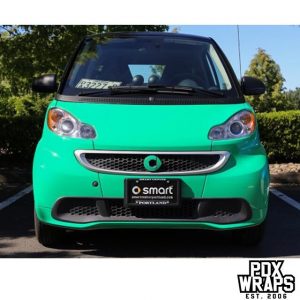 Smart Car wrapped in 3M 1080-G46 Gloss Kelly Green