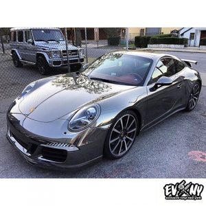 Porsche wrapped in Avery SW900-196 Black Chrome