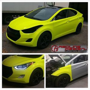 Hyundai wrapped in 3M 1080-VCW17076 Satin Neon Fluorescent Yellow