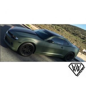 Chevrolet Camaro wrapped in 3M 1080-M26 Matte Military Green