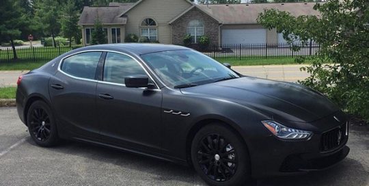 Maserati wrapped in 1080 Matte Deep Black vinyl