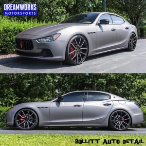 Maserati Ghibli wrapped in Avery SW900-845M Matte Charcoal Metallic