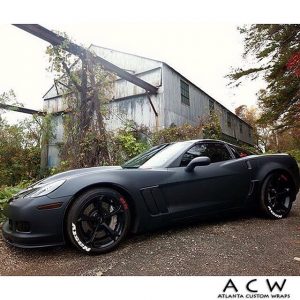 Chevrolet Corvette wrapped in 1080 Matte Deep Black vinyl