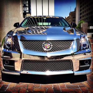 Cadillac wrapped in Avery Conform Chrome