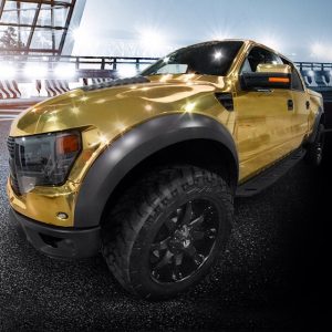 Ford Raptor wrapped in Avery gold chrome vinyl