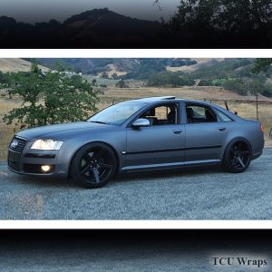 Audi A8 wrapped in 1080 Matte Black vinyl