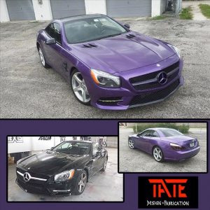 Mercedes Benz wrapped in Oracal 970RA Violet Metallic vinyl