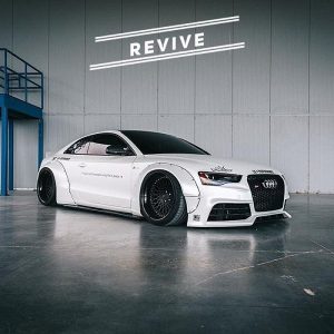 Audi wrapped in Avery SW Satin Pearl White vinyl