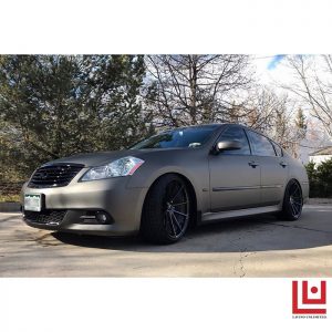 Infiniti wrapped in 3M 1080 Matte Charcoal Metallic vinyl