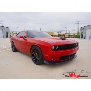 Dodge Challenger wrapped in Satin Smoldering Red vinyl