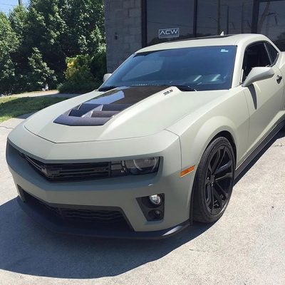 Chevrolet Camaro wrapped in Avery SW Matte Khaki Green vinyl