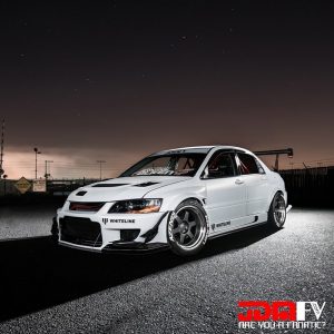 Mitsubishi Evolution wrapped in Satin Frozen Vanilla vinyl