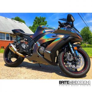 Kawasaki Ninja wrapped in Psychedelic shade shifting vinyl