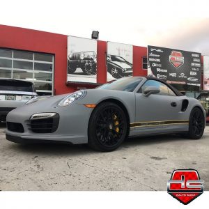 Porsche 911 wrapped in Avery SW Matte Dark Grey vinyl