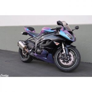 Kawasaki Ninja wrapped in Orafol Shift Effect Gloss Turquoise/Lavender shade shifting vinyl