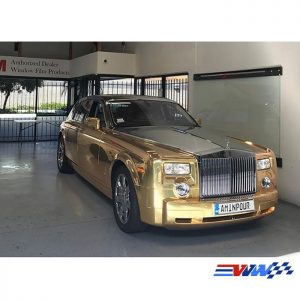 Rolls Royce Phantom wrapped in Avery Gold Chrome vinyl