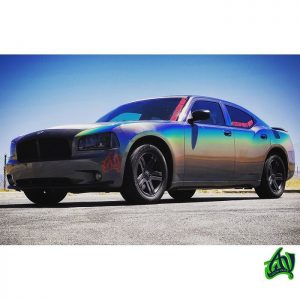 Dodge Charger wrapped in ColorFlip Psychedelic shade shifting vinyl