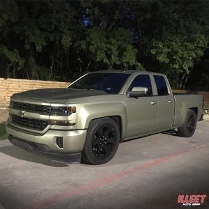 Chevy Silverado wrapped in Avery SW Matte Midnight Sand Metallic vinyl