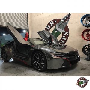 BMW I8 wrapped in Avery SW Black Chrome vinyl