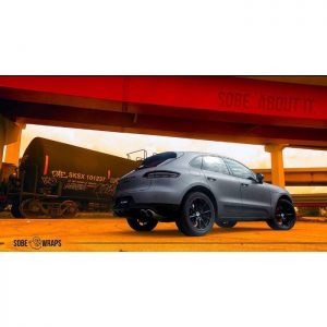 Porsche Macan wrapped in Avery SW Matte Charcoal Metallic vinyl