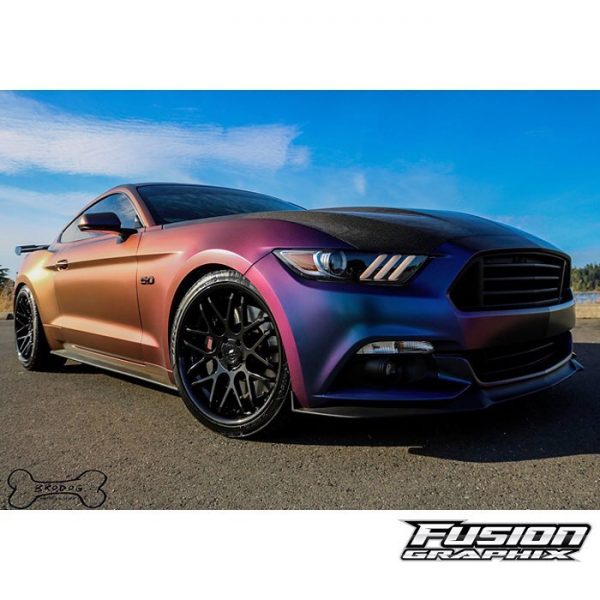 Ford Mustang wrapped in Avery SW ColorFlow Satin Rushing Riptide Cyan ...