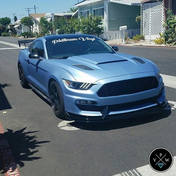 Ford Mustang Wrapped In Avery Sw Matte Frosty Blue Vinyl