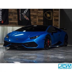 Lamborghini Huracan wrapped in Gloss Fire Blue vinyl