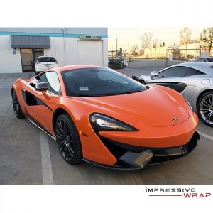 Mclaren 570s wrapped in Gloss Burnt Orange vinyl