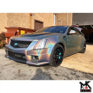 Cadillac CTSV wrapped in ColorFlip Psychedelic shade shifting vinyl