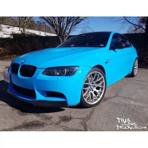 BMW-Bayerische Motoren Werke M3 wrapped in Avery SW Gloss Light Blue vinyl