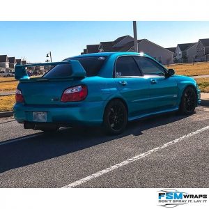 Subaru WRX wrapped in Gloss Atomic Teal Vinyl